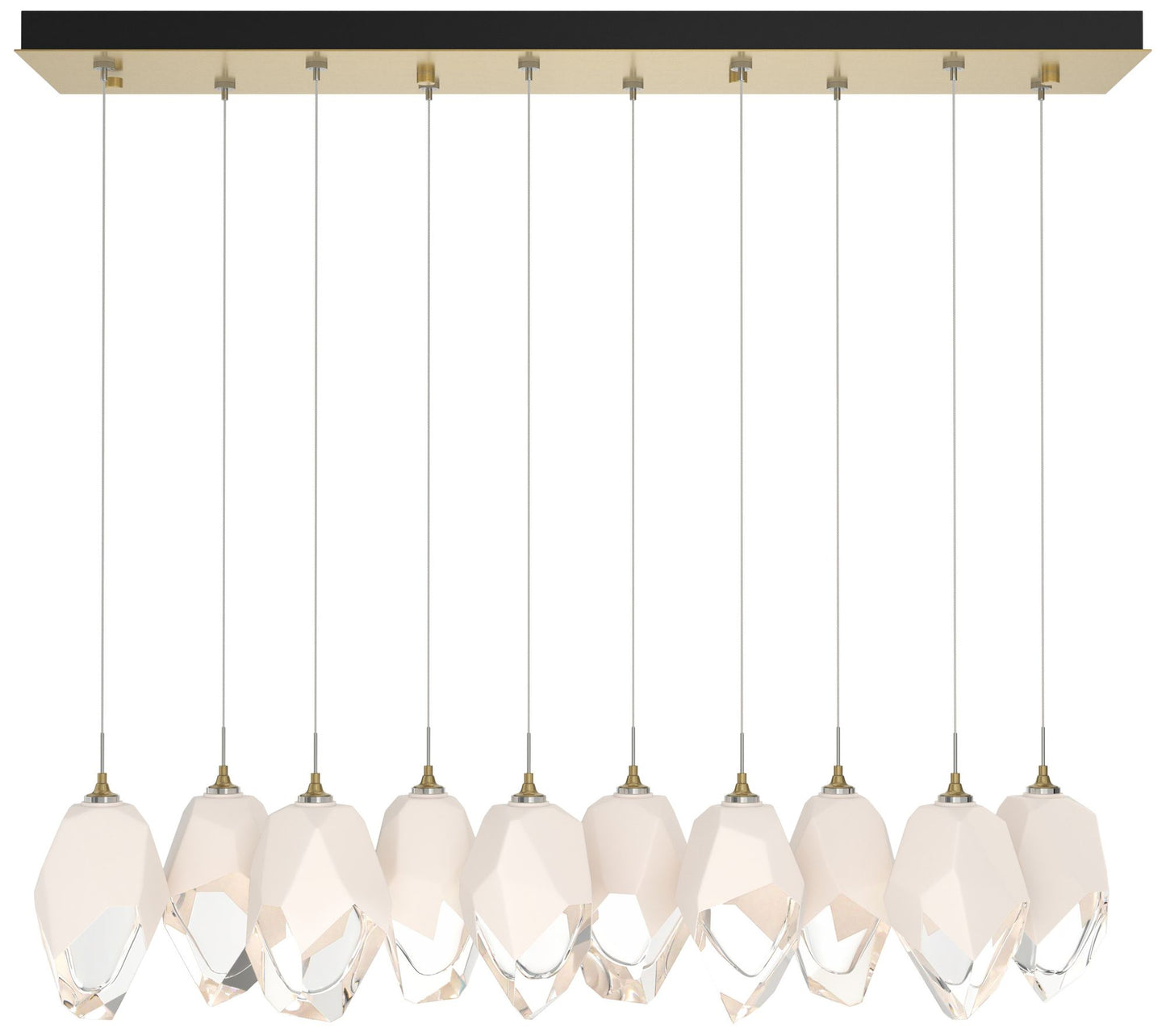 Chrysalis 9.8"W 10-Light Large White Crystal Modern Brass Long Pendant