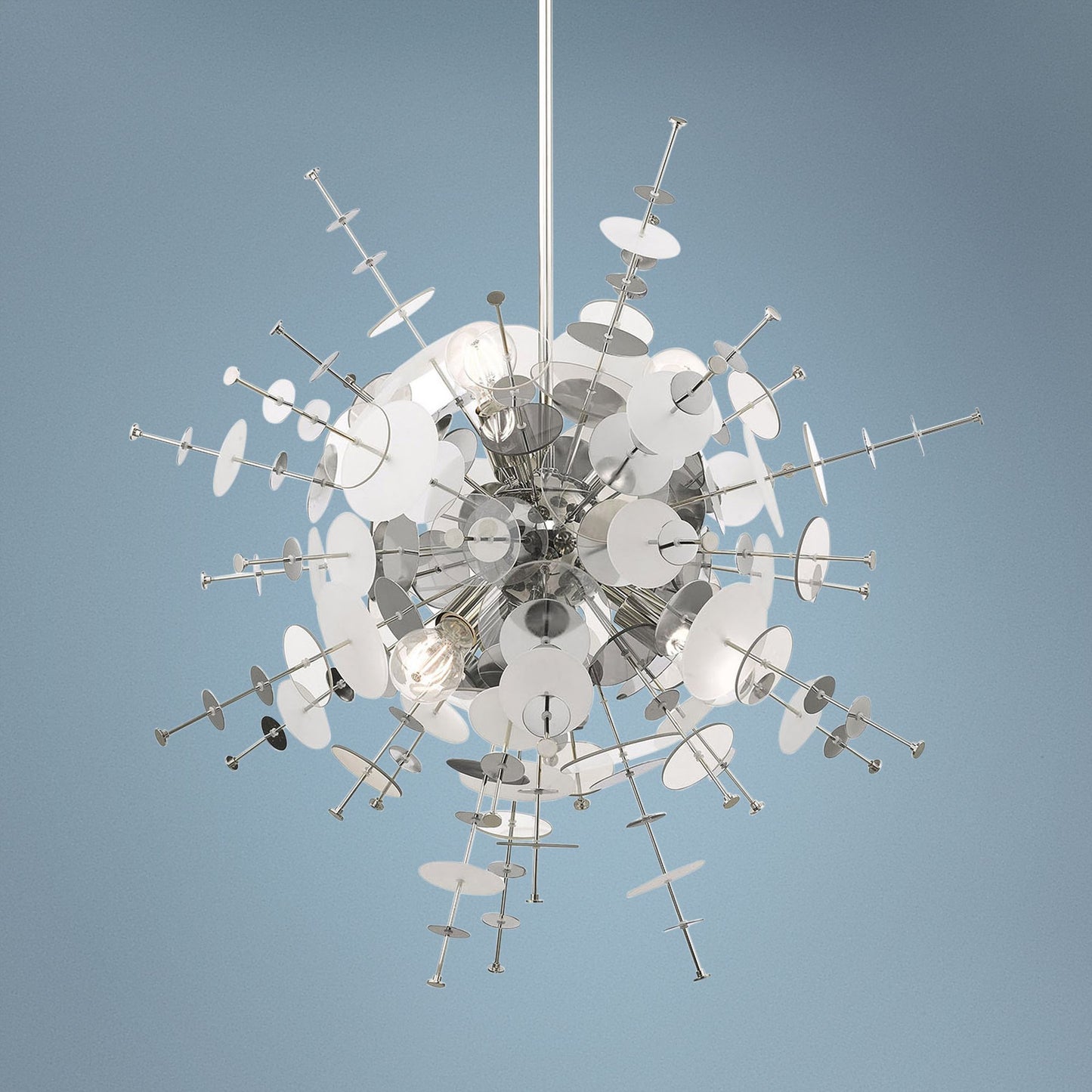 Circulo 30" Wide Polished Nickel Starburst Pendant Light