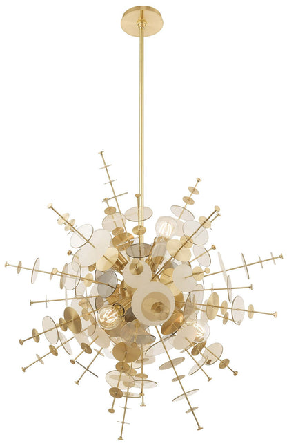 Circulo 30" Wide Satin Brass Starburst Pendant Light