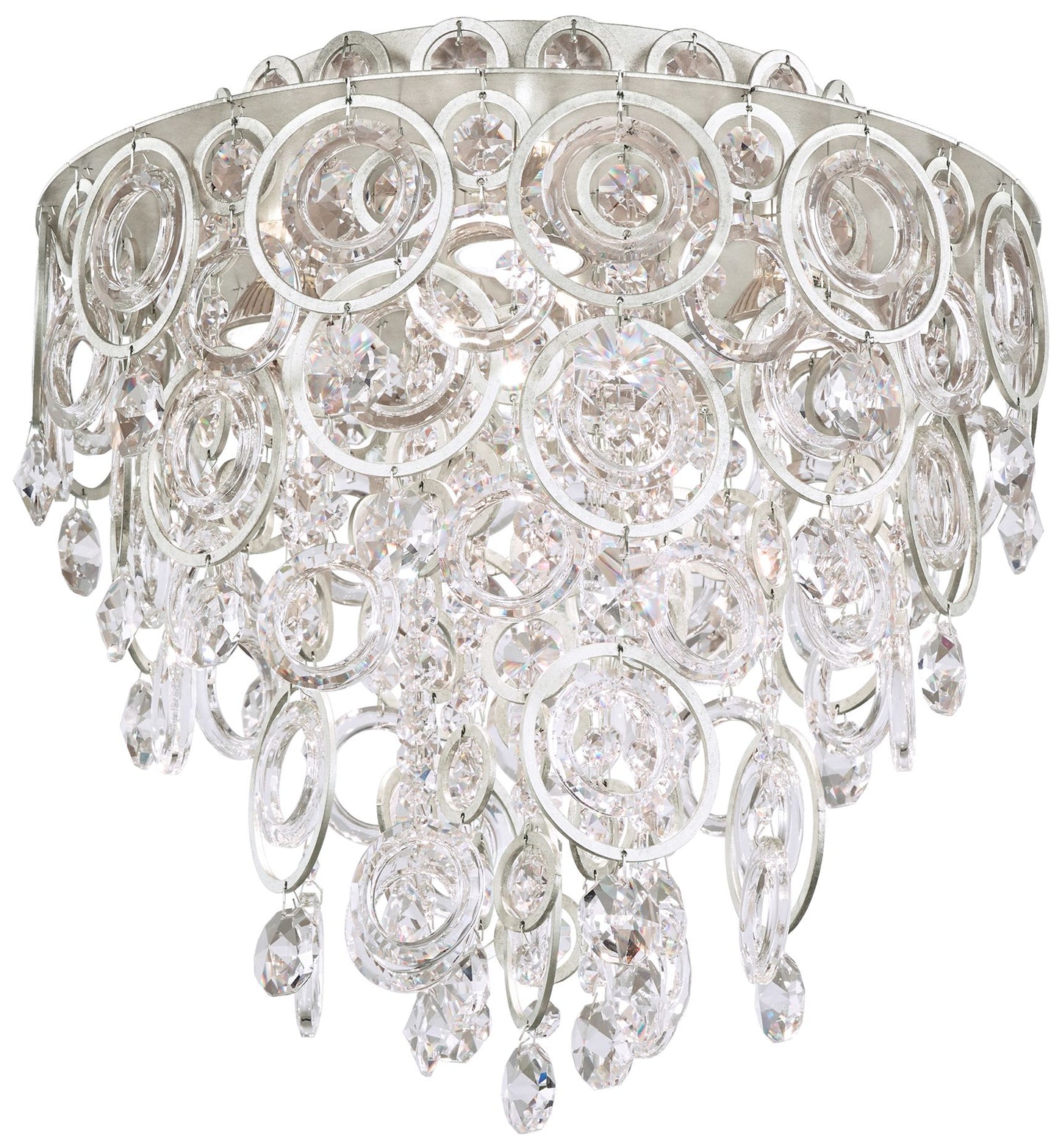 Circulus 14.5"H x 14"W 4-Light Crystal Flush Mount in Antique Sil