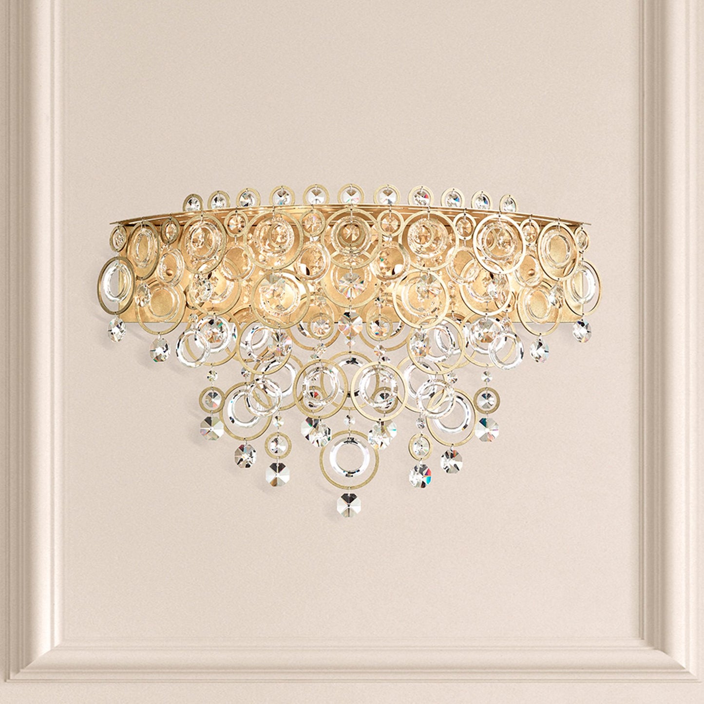 Circulus 16.5"H x 24.5"W 4-Light Crystal Wall Sconce in Heirloom