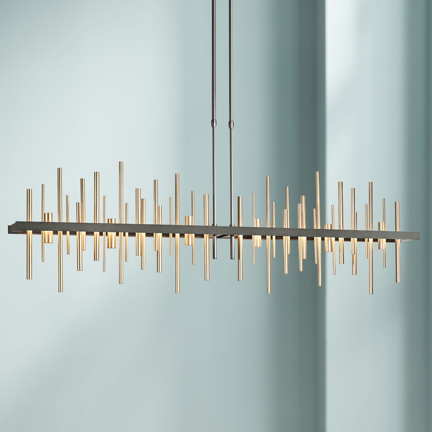 Cityscape 51.9" Wide Large Black LED Pendant With Soft Gold