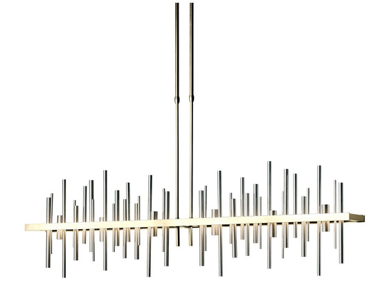 Cityscape 51.9"W Large Modern Brass And Vintage Platinum LED Pendant