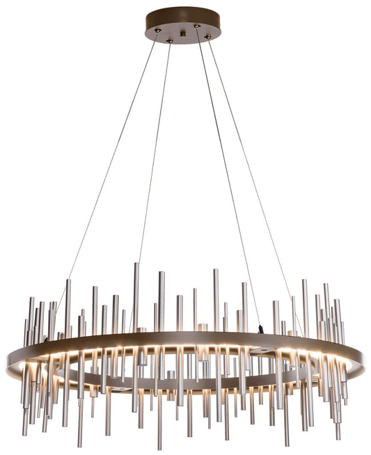 Cityscape Circular LED Pendant - Bronze - Platinum Accents - Standard