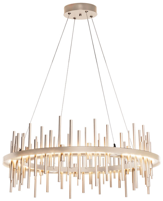 Cityscape Circular LED Pendant - Gold Finish & Accents - Standard Heigh