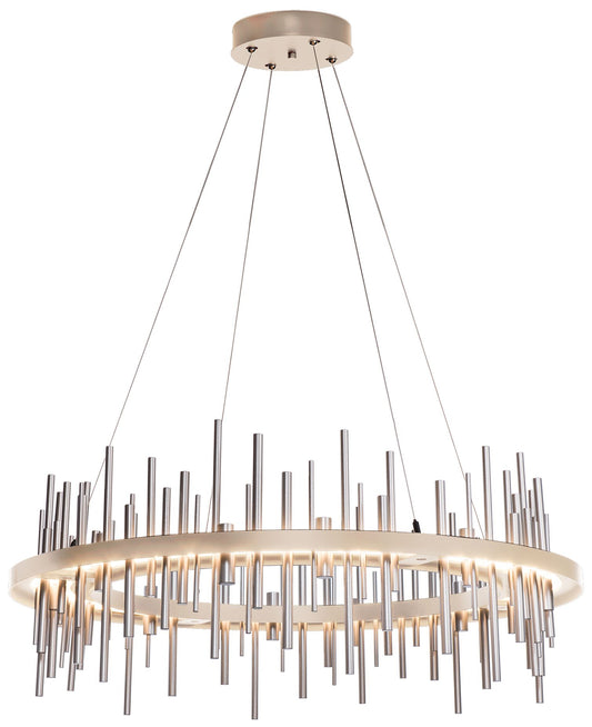 Cityscape Circular LED Pendant - Gold - Platinum Accents - Standard Height