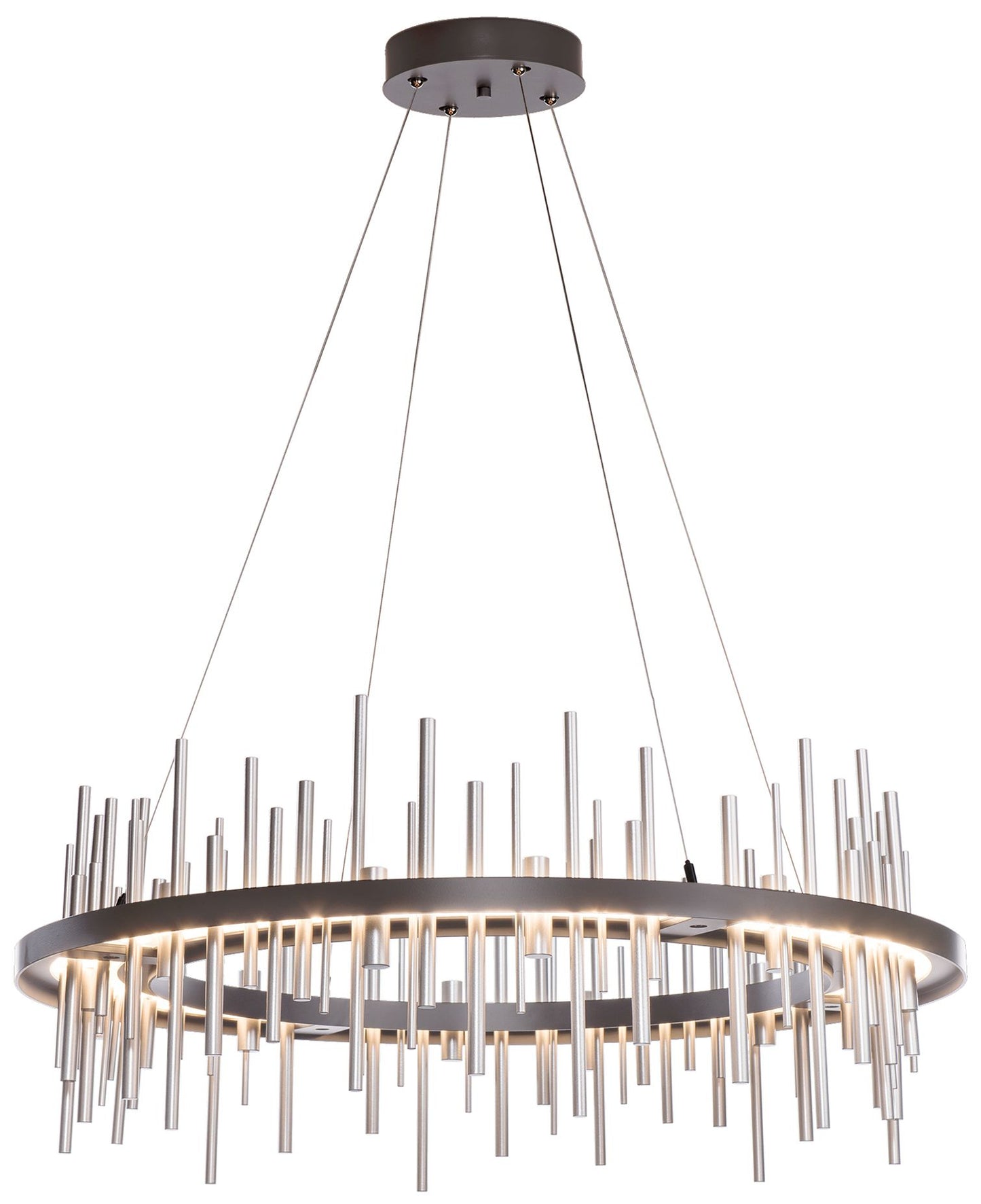 Cityscape Circular LED Pendant - Smoke - Sterling Accents - Standard Height