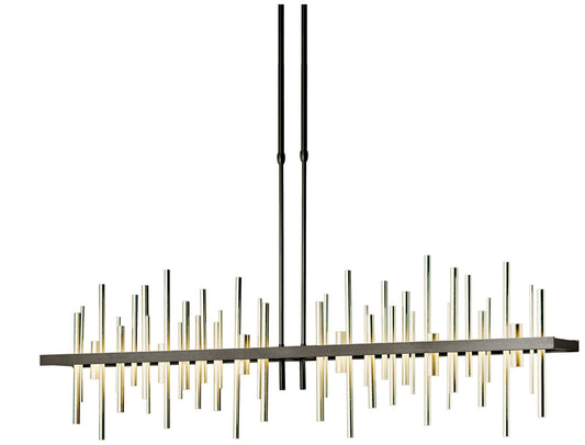 Cityscape Large LED Pendant - Bronze - Brass Accents - Standard Height