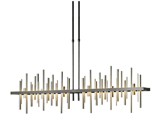 Cityscape Large LED Pendant - Iron Finish - Gold Accents - Standard Height