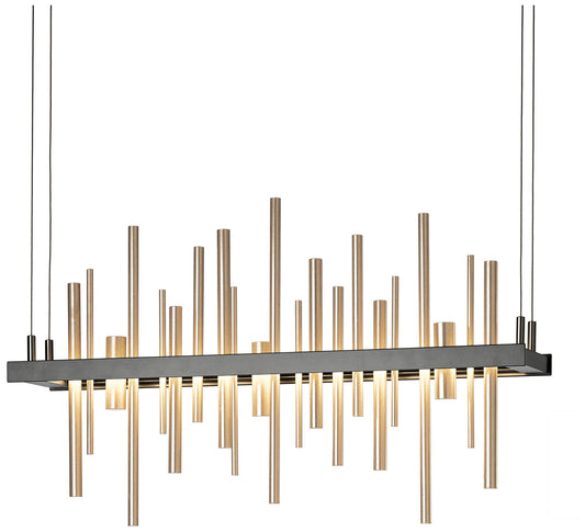 Cityscape LED Pendant - Black Finish - Soft Gold Accents - Standard Height