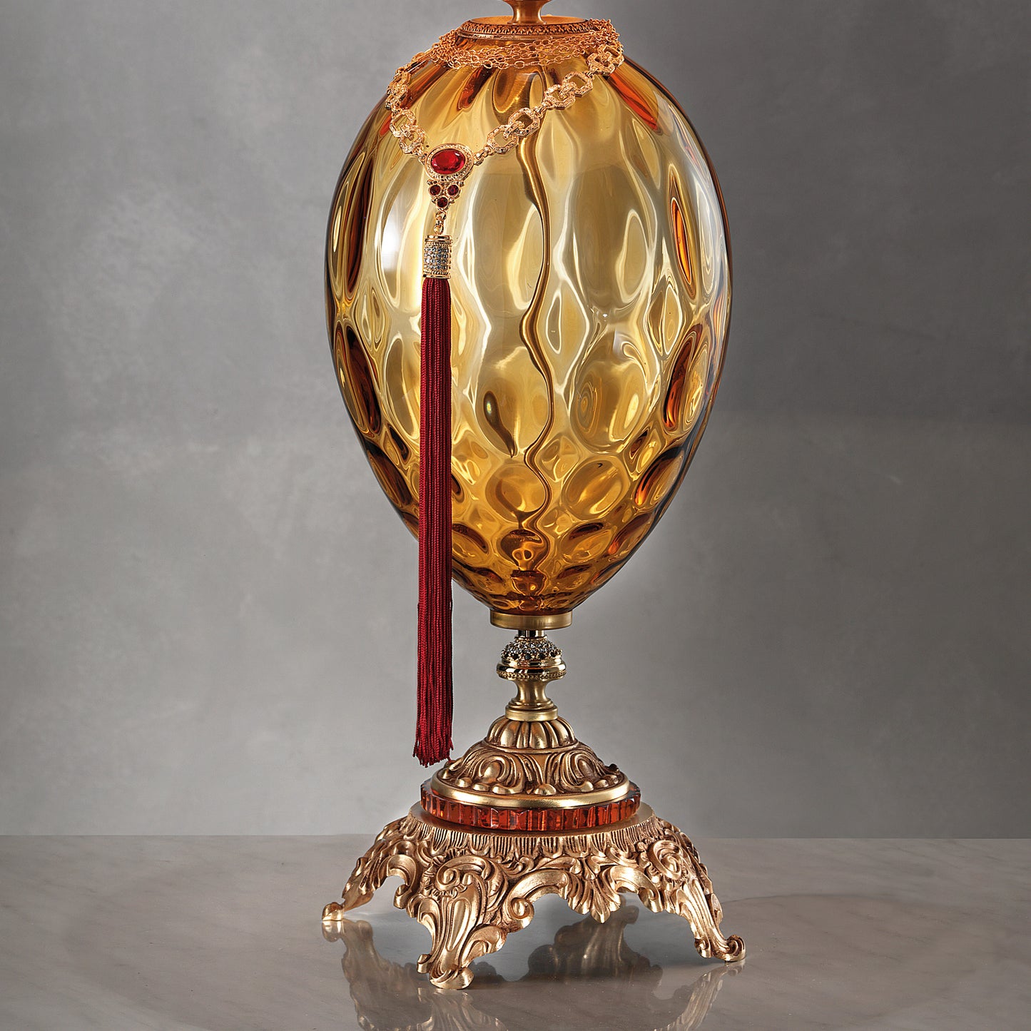 Classic Amber Dimpled Glass Table Lamp