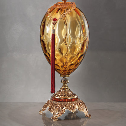 Classic Amber Dimpled Glass Table Lamp