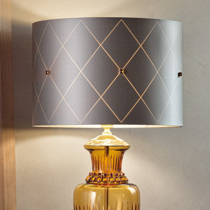 Classic Amber Glass Table Lamp With Amber Stones
