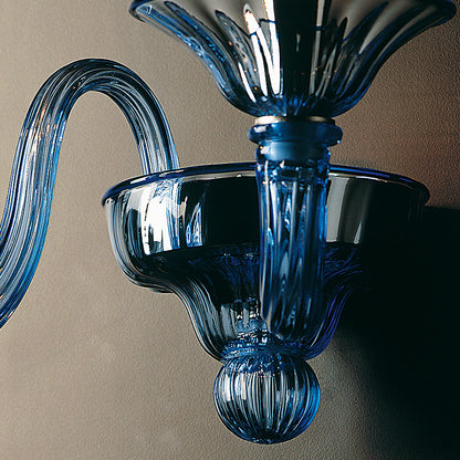 Classic Blue Glass Ribbed Detail Wall Light