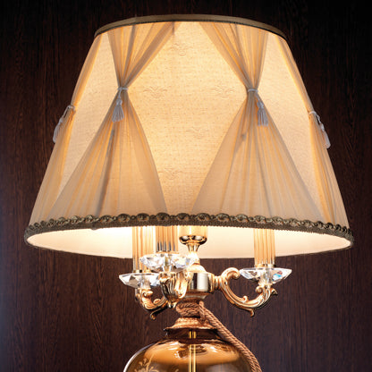 Classic Engraved Amber Glass Table Lamp