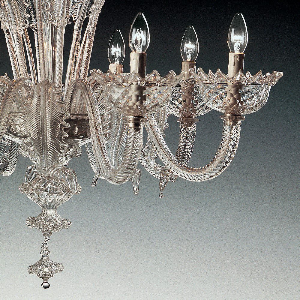 Classic Floral Clear Glass Chandelier