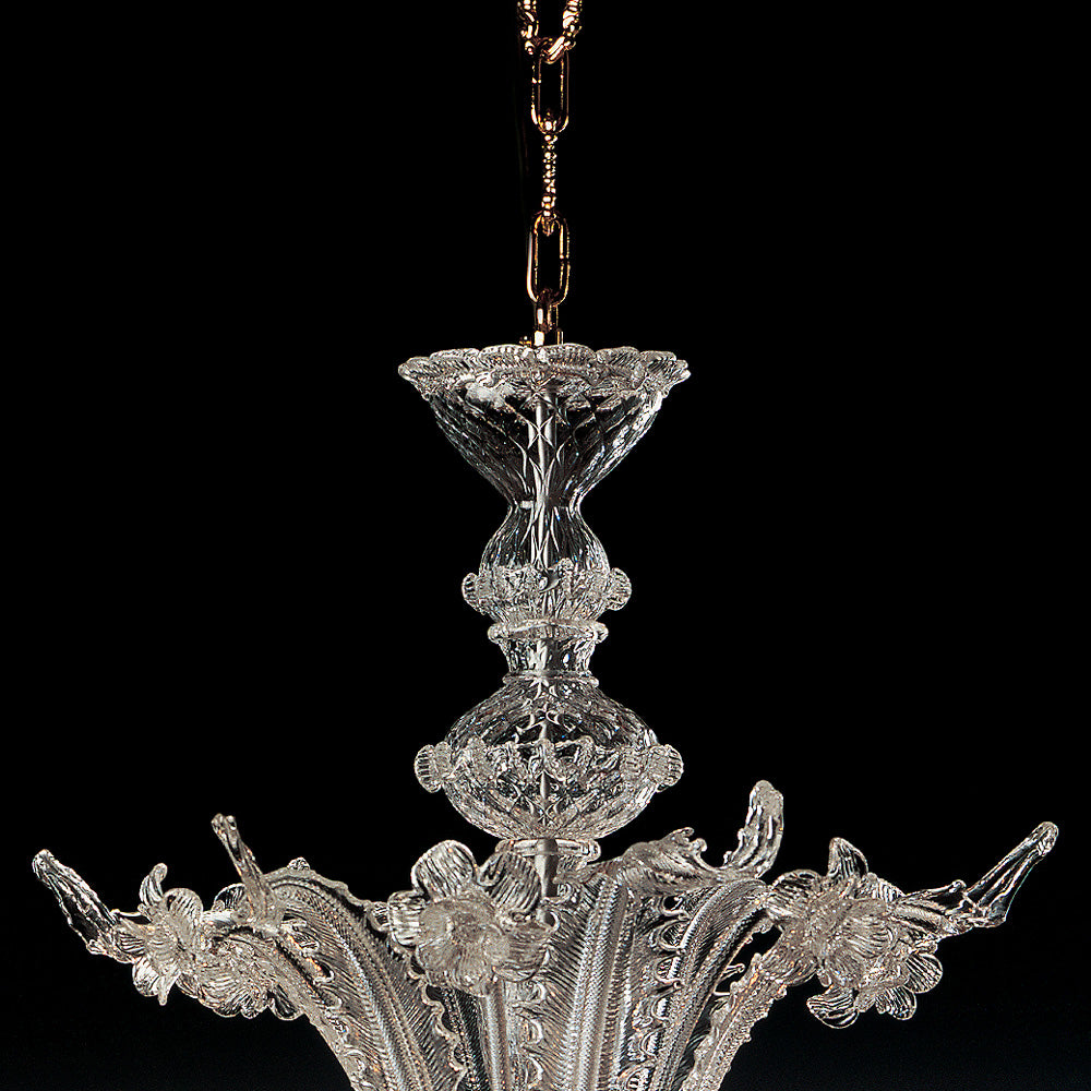 Classic Floral Clear Glass Chandelier