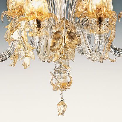 Classic Floral Gold Glass Chandelier