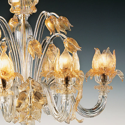 Classic Floral Gold Glass Chandelier