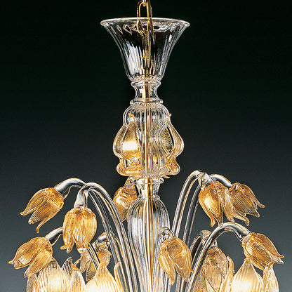 Classic Floral Gold Glass Chandelier