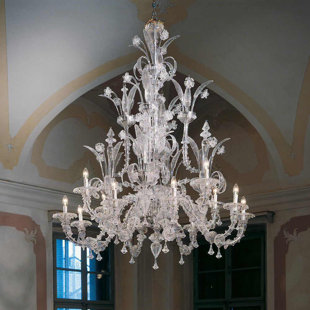 Classic Glass Chandelier With Floral Detailing