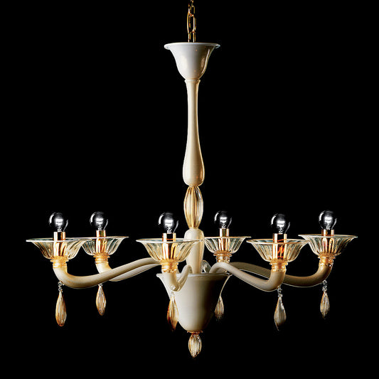 Classic Gold Glass Chandelier With Gold Frame