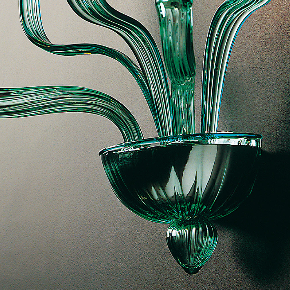 Classic Green Glass Ribbed Detail Wall Light