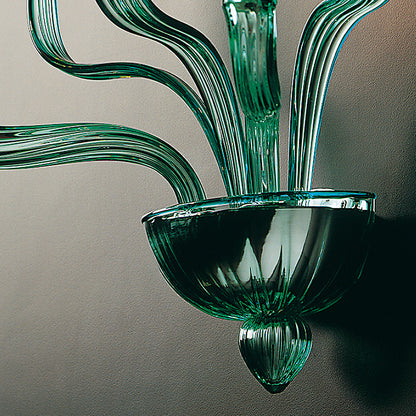 Classic Green Glass Ribbed Detail Wall Light