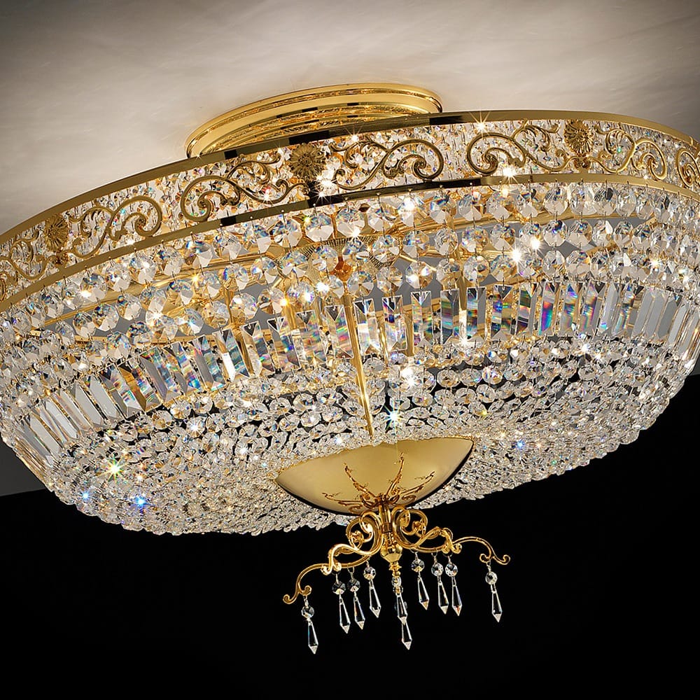 Classic Italian Designer Gold Plated Ceiling Light