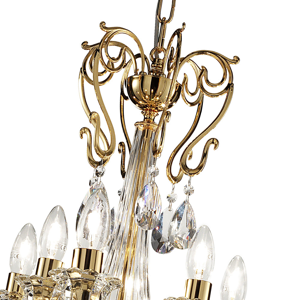 Classic Italian Designer Polished Gold Chandelier