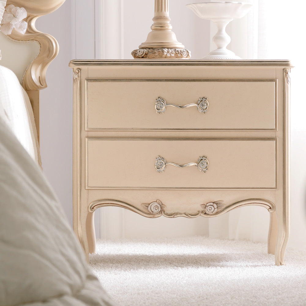 Classic Italian Rose Design Vermeil Bedside Table