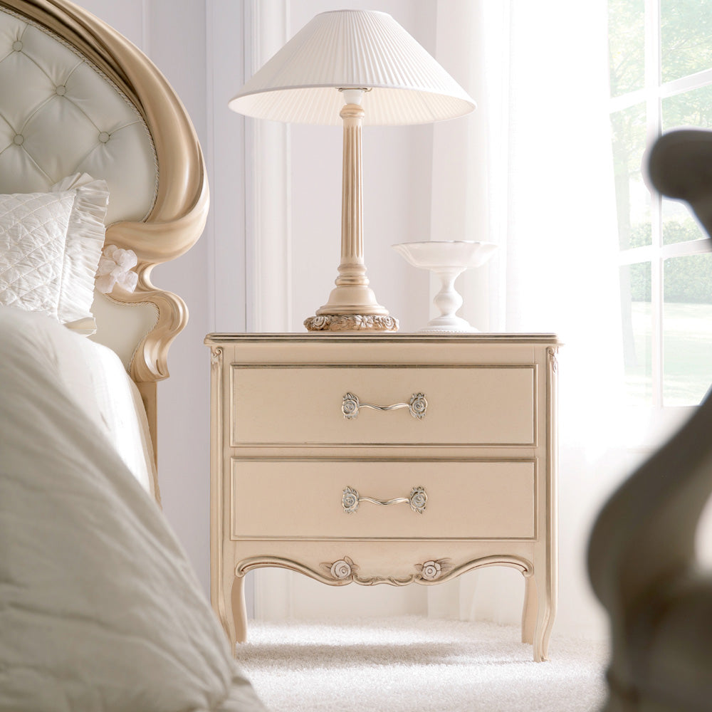 Classic Italian Rose Design Vermeil Bedside Table