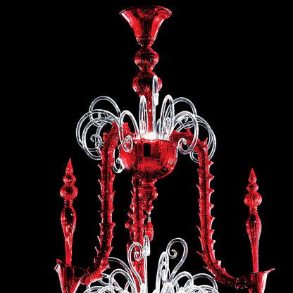 Classic Ornate Red Glass Chandelier