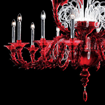 Classic Ornate Red Glass Chandelier