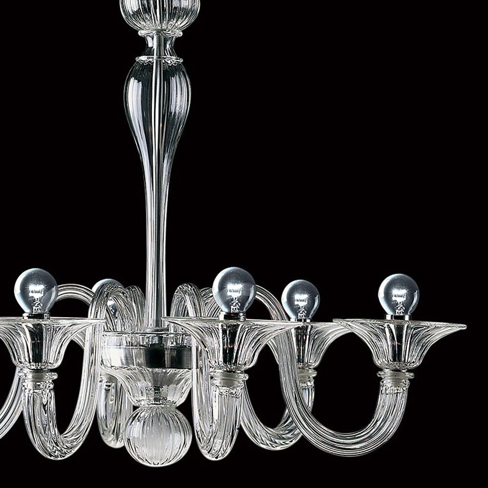 Classic Silver Glass Ribbed Detail Chandelier