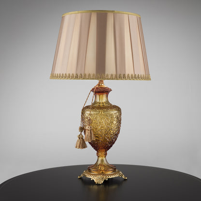 Classic Style Faceted Amber Crystal Table Lamp