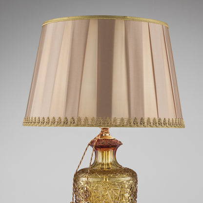 Classic Style Faceted Amber Crystal Table Lamp