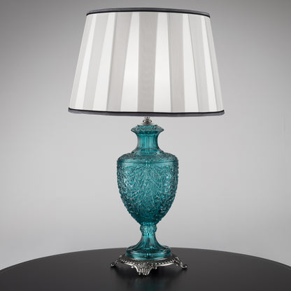 Classic Style Faceted Turquoise Crystal Table Lamp