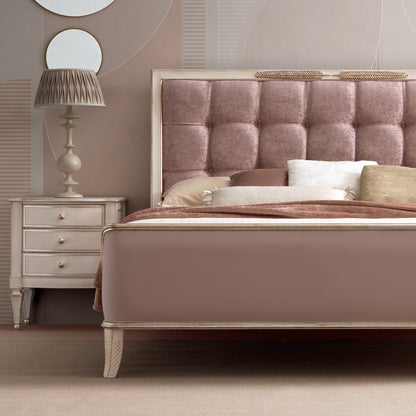 Feather Design Button Upholstered Sleigh Bed