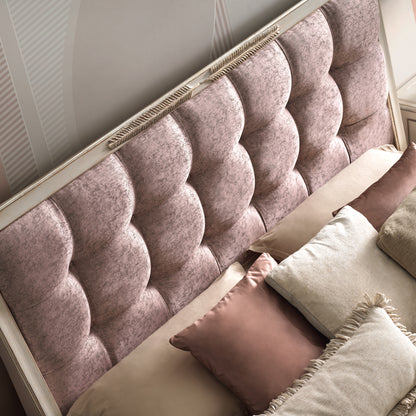 Feather Design Button Upholstered Sleigh Bed