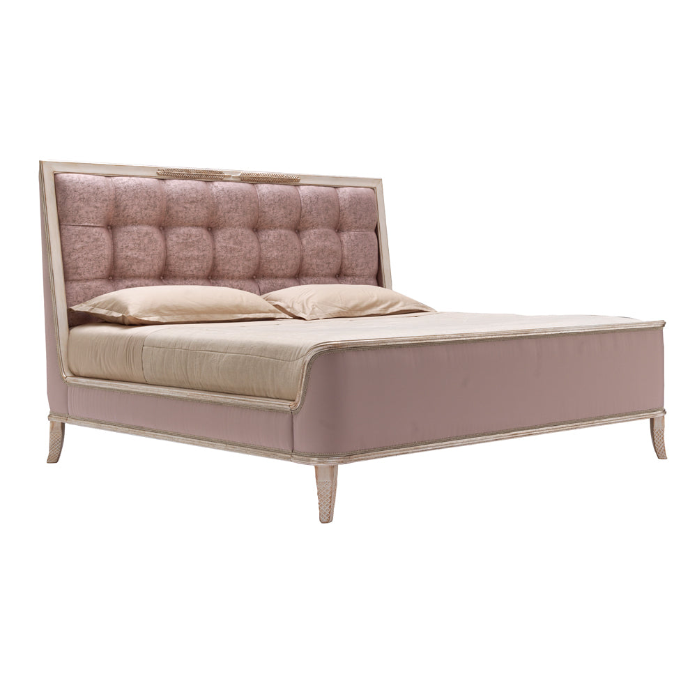 Feather Design Button Upholstered Sleigh Bed