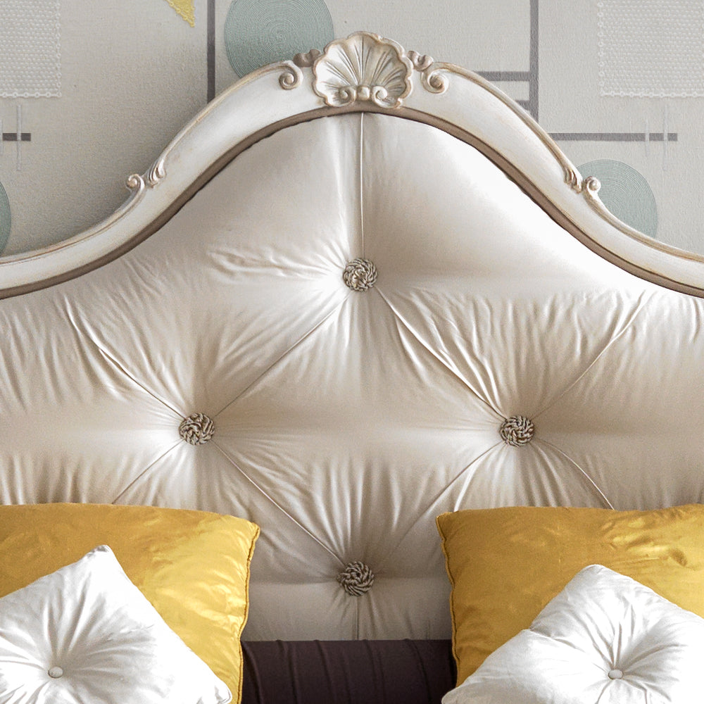 Classic Style Ornate Button Upholstered Bed