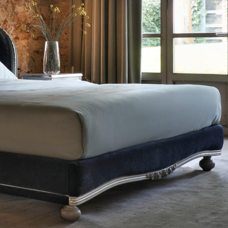 Classic Style Upholstered Winged Bed