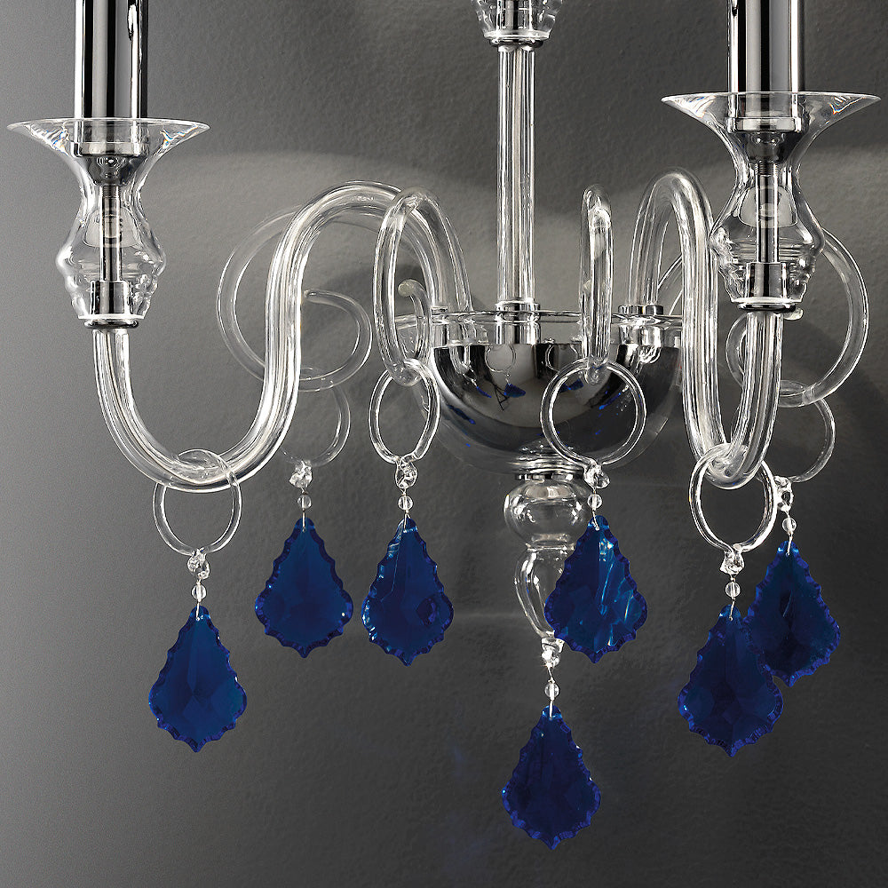 Classic Wall Light With Blue Crystal Drops
