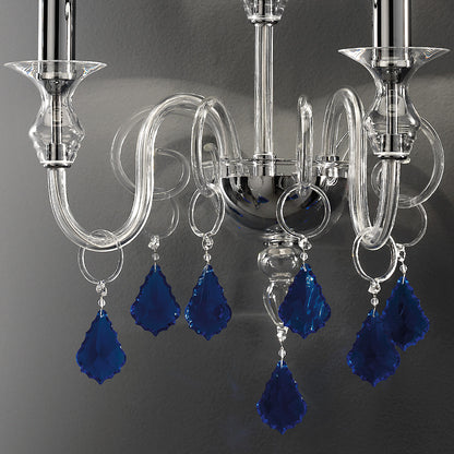 Classic Wall Light With Blue Crystal Drops