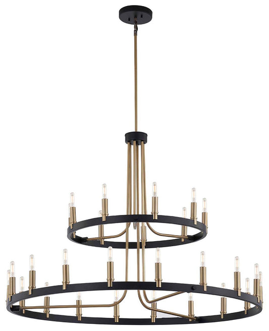 Clayton 42" Wide Brass Black 27-Light 2-Tier Chandelier