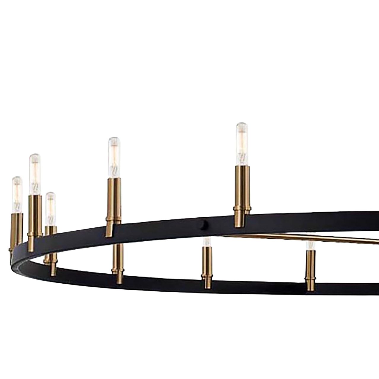 Clayton 60" Wide Brass Black 18-Light Ring-Round Chandelier