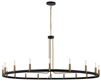 Clayton 60" Wide Brass Black 18-Light Ring-Round Chandelier