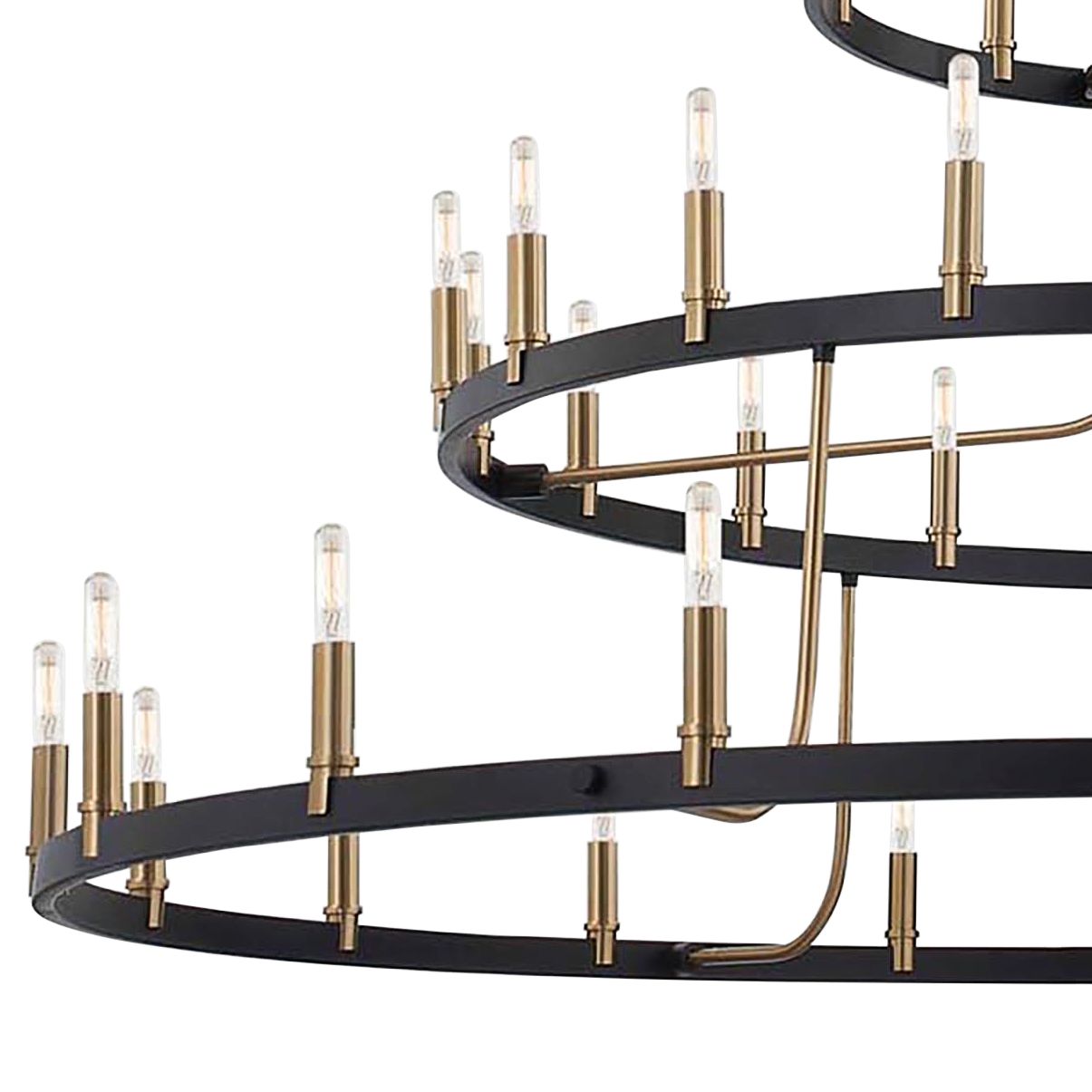 Clayton 60" Wide Brass Black 45-Light 3-Tier Chandelier