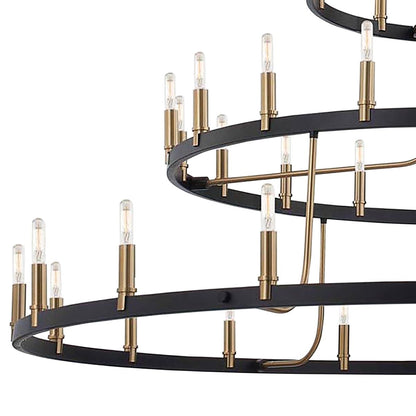 Clayton 60" Wide Brass Black 45-Light 3-Tier Chandelier